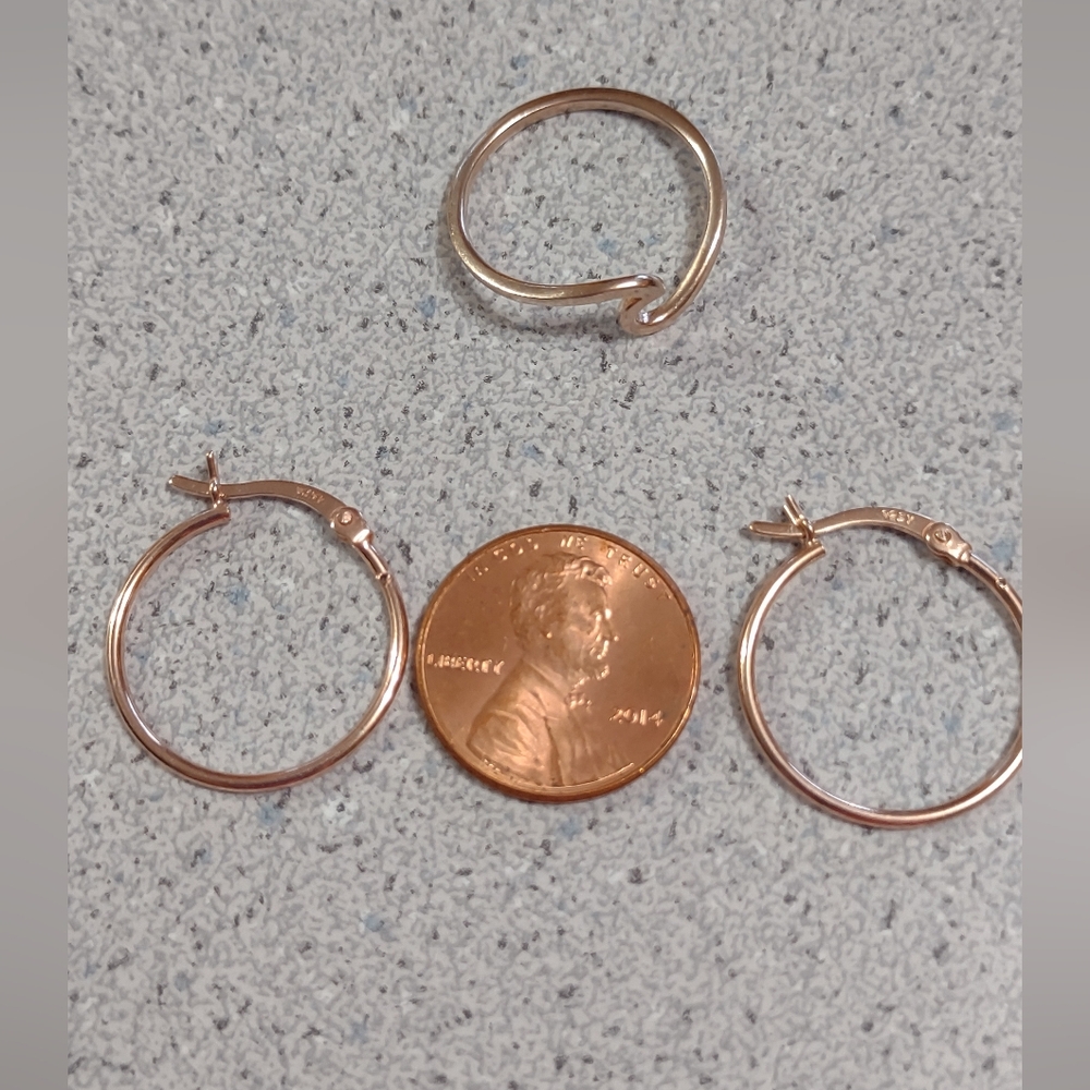 Lower price!*Sterling Rose Hoop Earrings Lot